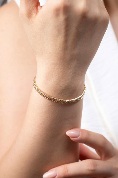 Heliophilia Silver Pulsera de Metal Dorada con Acabado de Laca